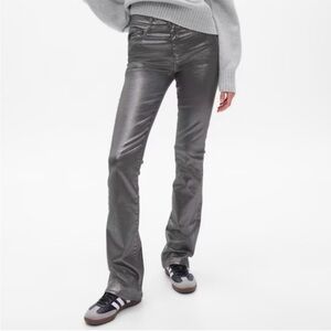 Gap Denim Mid Rise Baby Boot Silver Metallic Jeans